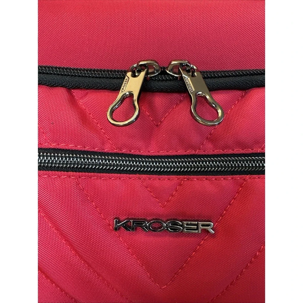 KROSER Carry On Multi-Functional, 16-inch Lightweight Overnight Suitcase - Red
